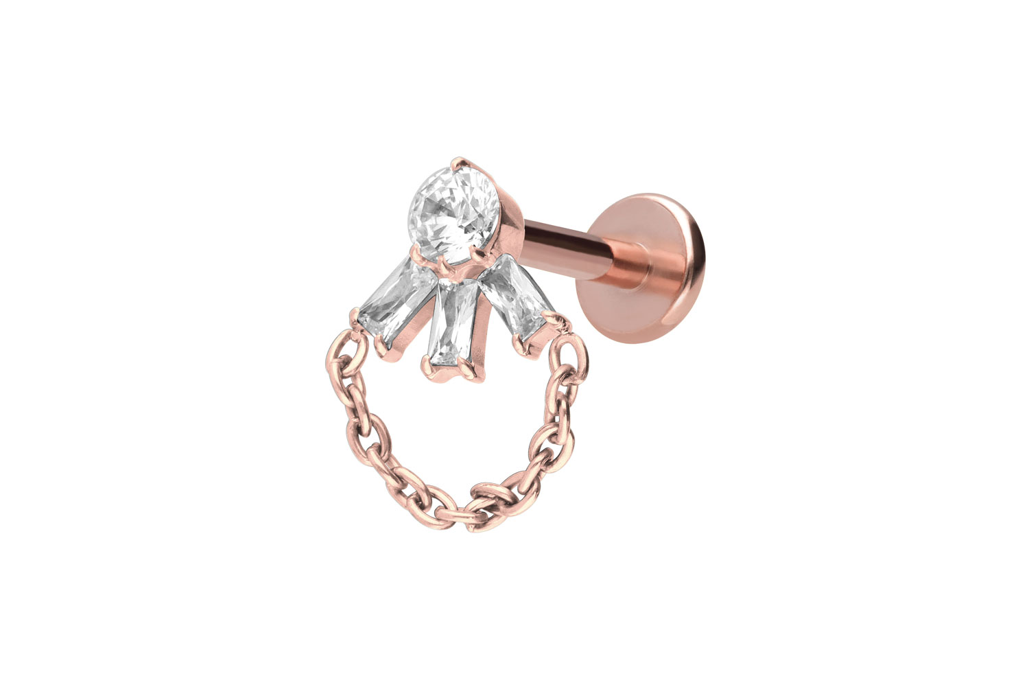 Titan Labret Piercing mit Innengewinde LOTUSBLÜTE + KETTE